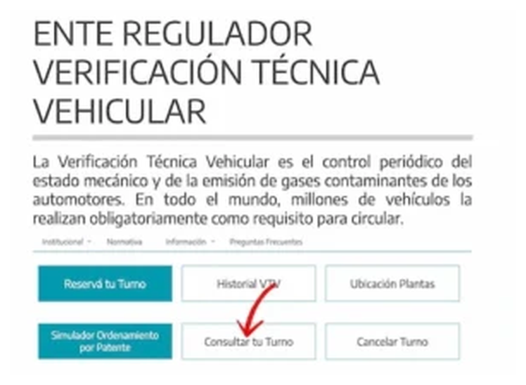 Paso 1 para consultar o cambiar el turno de la VTV en Patagones